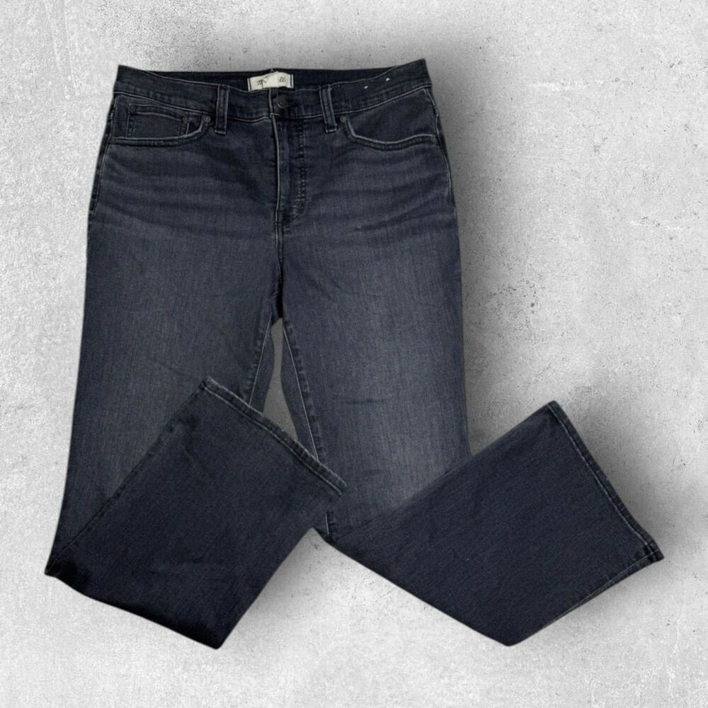 Madewell Mid Rise Kick Out Jeans Size 30 Black Wash Bootcut Western Rodeo